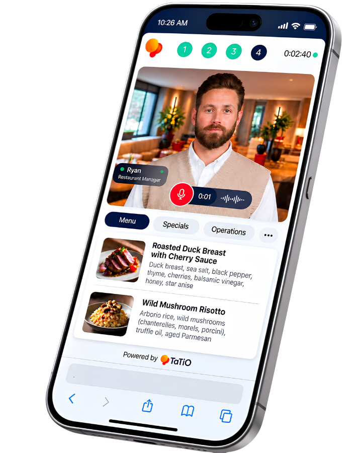 TaTiO hospitality job simulation displayed on a mobile phone